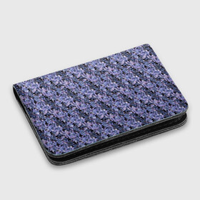 Картхолдер с принтом с принтом Сине-фиолетовый цветочный узор в Петрозаводске, натуральная матовая кожа | размер 7,3 х 10 см; кардхолдер имеет 4 кармана для карт; | однотонный | ретро | синие цветы | темный узор | цветочный узор | цветы