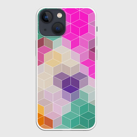 Чехол для iPhone 13 mini с принтом Абстрактный разноцветный узор в Петрозаводске,  |  | абстрактный | бирюзовый | бордовый | геометрические фигуры | модный | розовый | ромбы | современный