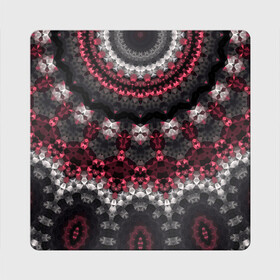 Магнит виниловый Квадрат с принтом Красно-черный мозаичный узор  в Петрозаводске, полимерный материал с магнитным слоем | размер 9*9 см, закругленные углы | абстрактный | восточный орнамент | калейдоскоп | красный и черный | креативный | модный | мозаика | орнамент | популярный | современный