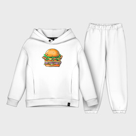 Детский костюм хлопок Oversize с принтом Даблмак в Петрозаводске,  |  | бургер | вредная еда | гамбургер | иллюстрация | макдак | чизбургер