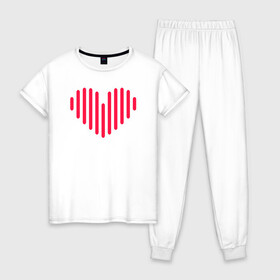 Женская пижама хлопок с принтом Минималистичное сердце в Петрозаводске, 100% хлопок | брюки и футболка прямого кроя, без карманов, на брюках мягкая резинка на поясе и по низу штанин | векторная иллюстрация | красное | люблю | любовь | минимализм | минималистичное | рисунок | розовое | сердечко | сердце | современный дизайн | техно