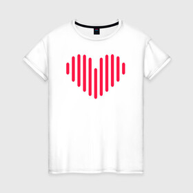 Женская футболка хлопок с принтом Минималистичное сердце в Петрозаводске, 100% хлопок | прямой крой, круглый вырез горловины, длина до линии бедер, слегка спущенное плечо | векторная иллюстрация | красное | люблю | любовь | минимализм | минималистичное | рисунок | розовое | сердечко | сердце | современный дизайн | техно