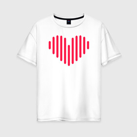 Женская футболка хлопок Oversize с принтом Минималистичное сердце в Петрозаводске, 100% хлопок | свободный крой, круглый ворот, спущенный рукав, длина до линии бедер
 | векторная иллюстрация | красное | люблю | любовь | минимализм | минималистичное | рисунок | розовое | сердечко | сердце | современный дизайн | техно