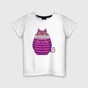 Детская футболка хлопок с принтом Totoro Cat в Петрозаводске, 100% хлопок | круглый вырез горловины, полуприлегающий силуэт, длина до линии бедер | cat | ghibli | japan | nature | neigbor | neighbour | totoro | анимация | аниме | гибли | друг | животные | кот | кошка | лес | милый | мир | миядзаки | мой сосед тоторо | мульт | мультфильм | природа | сосед | тоторо | хаяо