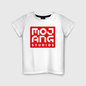 Детская футболка хлопок с принтом Mojang Studios в Петрозаводске, 100% хлопок | круглый вырез горловины, полуприлегающий силуэт, длина до линии бедер | Тематика изображения на принте: gamers | games | microsoft | minecraft | mojang | xbox | иллюстрация | логотип