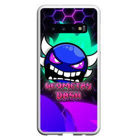 Чехол для Samsung Galaxy S10 с принтом Geometry Dash (Neon) в Петрозаводске, Силикон | Область печати: задняя сторона чехла, без боковых панелей | dash | geometry | geometry dash | геометри десш | квадрат | мобильная игра | шеометри даш