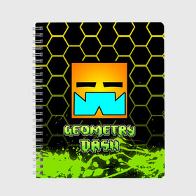 Тетрадь с принтом Geometry Dash (Классика) в Петрозаводске, 100% бумага | 48 листов, плотность листов — 60 г/м2, плотность картонной обложки — 250 г/м2. Листы скреплены сбоку удобной пружинной спиралью. Уголки страниц и обложки скругленные. Цвет линий — светло-серый
 | dash | geometry | geometry dash | геометри десш | квадрат | мобильная игра | шеометри даш