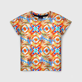 Детская футболка 3D с принтом Летний абстрактный узор  в Петрозаводске, 100% гипоаллергенный полиэфир | прямой крой, круглый вырез горловины, длина до линии бедер, чуть спущенное плечо, ткань немного тянется | абстрактный | детский | желтый | красочный узор | креативный | летний | пляжный | солнечный