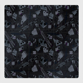 Магнитный плакат 3Х3 с принтом Темный серый узор мемфис в Петрозаводске, Полимерный материал с магнитным слоем | 9 деталей размером 9*9 см | абстрактный | геометрический | детский | клетка | клетчатый узор | линии | мемфис | популярный | современный | темно черный | школьный
