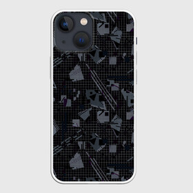 Чехол для iPhone 13 mini с принтом Темный серый узор мемфис в Петрозаводске,  |  | абстрактный | геометрический | детский | клетка | клетчатый узор | линии | мемфис | популярный | современный | темно черный | школьный