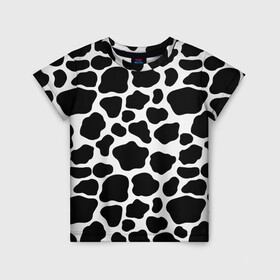 Детская футболка 3D с принтом Пятна Далматинца  в Петрозаводске, 100% гипоаллергенный полиэфир | прямой крой, круглый вырез горловины, длина до линии бедер, чуть спущенное плечо, ткань немного тянется | 101 далматинец | dalmations | далматин | мраморный окрас | черно белые пятна | черное на белом