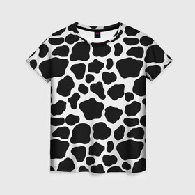 Женская футболка 3D с принтом Пятна Далматинца  в Петрозаводске, 100% полиэфир ( синтетическое хлопкоподобное полотно) | прямой крой, круглый вырез горловины, длина до линии бедер | 101 далматинец | dalmations | далматин | мраморный окрас | черно белые пятна | черное на белом