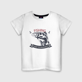 Детская футболка хлопок с принтом Лагерный турнир в Петрозаводске, 100% хлопок | круглый вырез горловины, полуприлегающий силуэт, длина до линии бедер | fish | fishing | мужику | мужчине | на рыбалке | на рыбалку | рыба | рыбак | рыбакам | рыбаку | рыбалка | удочка
