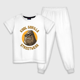 Детская пижама хлопок с принтом Koll Gorilla Streetwear в Петрозаводске, 100% хлопок |  брюки и футболка прямого кроя, без карманов, на брюках мягкая резинка на поясе и по низу штанин
 | gorilla | koll gorilla | streetwear | горилла | обезьяна