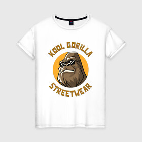 Женская футболка хлопок с принтом Koll Gorilla Streetwear в Петрозаводске, 100% хлопок | прямой крой, круглый вырез горловины, длина до линии бедер, слегка спущенное плечо | gorilla | koll gorilla | streetwear | горилла | обезьяна