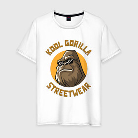Мужская футболка хлопок с принтом Koll Gorilla Streetwear в Петрозаводске, 100% хлопок | прямой крой, круглый вырез горловины, длина до линии бедер, слегка спущенное плечо. | gorilla | koll gorilla | streetwear | горилла | обезьяна