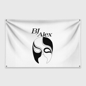 Флаг-баннер с принтом Маска BJ Alex в Петрозаводске, 100% полиэстер | размер 67 х 109 см, плотность ткани — 95 г/м2; по краям флага есть четыре люверса для крепления | alex | bj | bj alex | алекс | ан джи вон | аниме | дживон | маска | сенен ай | стример