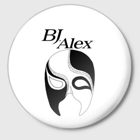 Значок с принтом Маска BJ Alex в Петрозаводске,  металл | круглая форма, металлическая застежка в виде булавки | alex | bj | bj alex | алекс | ан джи вон | аниме | дживон | маска | сенен ай | стример