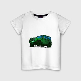 Детская футболка хлопок с принтом УАЗ Хантер I Hunter в Петрозаводске, 100% хлопок | круглый вырез горловины, полуприлегающий силуэт, длина до линии бедер | off road | внедорожник | джип | зеленый | камень | уазик