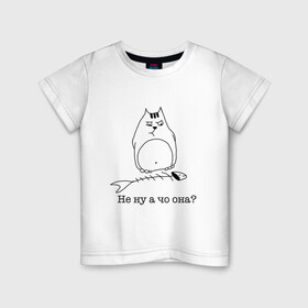 Детская футболка хлопок с принтом Не ну а чо она? в Петрозаводске, 100% хлопок | круглый вырез горловины, полуприлегающий силуэт, длина до линии бедер | вор | кот | котик | котики | коты | котэ | кошка | кошки | рыба | съел
