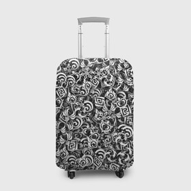 Чехол для чемодана 3D с принтом Genshin impact elements в Петрозаводске, 86% полиэфир, 14% спандекс | двустороннее нанесение принта, прорези для ручек и колес | anime | rpg | аниме | геншин импакт | паттерн | символы | узор | элементы