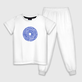 Детская пижама хлопок с принтом Лазерный лабиринт  в Петрозаводске, 100% хлопок |  брюки и футболка прямого кроя, без карманов, на брюках мягкая резинка на поясе и по низу штанин
 | secret lab | круглый лабиринт | лазерная арена | лазерный круг | неон | синий круг