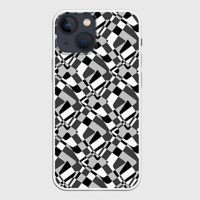 Чехол для iPhone 13 mini с принтом Черно белый абстрактный узор в Петрозаводске,  |  | абстрактный | геометрический | модный | молодежный | монохромный | простой | черный и белый