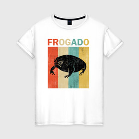 Женская футболка хлопок с принтом Дождевая жаба Frog + Avocado в Петрозаводске, 100% хлопок | прямой крой, круглый вырез горловины, длина до линии бедер, слегка спущенное плечо | avocado | breviceps fuscus | english | frog | авокадо | амфибия | африка | африканская дождевая лягушка | винтаж | винтажный дизайн | дождевая жаба | жаба | иллюстрация | иностранный | лягушка | надпись | по английски