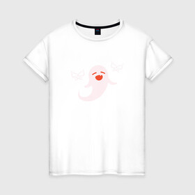 Женская футболка хлопок с принтом Hu Tao - Spirit в Петрозаводске, 100% хлопок | прямой крой, круглый вырез горловины, длина до линии бедер, слегка спущенное плечо | genshin impact | paimon | геншин импакт | паимон | паймон | приведение | призрак | ху тао