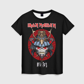 Женская футболка 3D с принтом Iron Maiden, Senjutsu в Петрозаводске, 100% полиэфир ( синтетическое хлопкоподобное полотно) | прямой крой, круглый вырез горловины, длина до линии бедер | iron maiden | senjutsu | айрон мейден | группы | музыка | рок | самурпй | хеви метал | череп