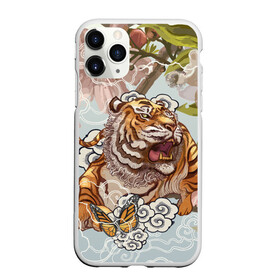 Чехол для iPhone 11 Pro матовый с принтом Тигр в облаках в Петрозаводске, Силикон |  | бабочка | восточные мотивы | нежность | облака | сакура | тигр | хищник | цветы