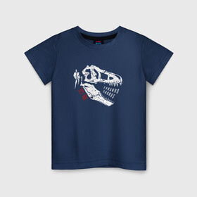 Детская футболка хлопок с принтом Тиранозавр Рекс в Петрозаводске, 100% хлопок | круглый вырез горловины, полуприлегающий силуэт, длина до линии бедер | дино | динозавр | животные | зверь | иероглифы | скелет | тиранозавр рекс | хищник | череп