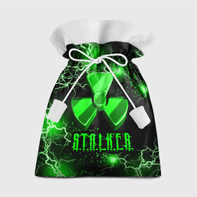 Подарочный 3D мешок с принтом S.T.A.L.K.E.R.  NEON МОЛНИЯ в Петрозаводске, 100% полиэстер | Размер: 29*39 см | game | stalker | stalker 2 | зона | игра | неон | радиация | сталкер | сталкер 2 | чернобыль