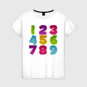 Женская футболка хлопок с принтом цифры в Петрозаводске, 100% хлопок | прямой крой, круглый вырез горловины, длина до линии бедер, слегка спущенное плечо | биржа | дети | математика | таблица | ученик | учитель | цена | цифры | число | школа