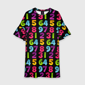 Детское платье 3D с принтом цифры в Петрозаводске, 100% полиэстер | прямой силуэт, чуть расширенный к низу. Круглая горловина, на рукавах — воланы | детство | математика | счёт | ученик | учитель | цифры | школа
