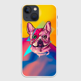 Чехол для iPhone 13 mini с принтом Собака с молнией в Петрозаводске,  |  | dog | бульдог | гроза | молния | мопс | пес | собака | собаки | собачка | текстура