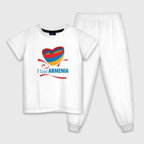 Детская пижама хлопок с принтом Я люблю Армению в Петрозаводске, 100% хлопок |  брюки и футболка прямого кроя, без карманов, на брюках мягкая резинка на поясе и по низу штанин
 | armenia | logo | армения | армян | армяни | герб | лев и орел | лого | символ | флаг | флаг и герб армении