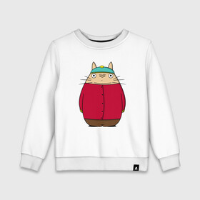 Детский свитшот хлопок с принтом Totoro Cartman в Петрозаводске, 100% хлопок | круглый вырез горловины, эластичные манжеты, пояс и воротник | ghibli | japan | nature | neigbor | neighbour | totoro | анимация | аниме | гибли | друг | животные | лес | милый | мир | миядзаки | мой сосед тоторо | мульт | мультфильм | природа | сосед | тоторо | хаяо | хранитель | япония