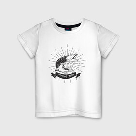 Детская футболка хлопок с принтом Щучий лагерь в Петрозаводске, 100% хлопок | круглый вырез горловины, полуприлегающий силуэт, длина до линии бедер | fish | fishing | мужику | мужчине | на рыбалке | на рыбалку | рыба | рыбак | рыбакам | рыбаку | рыбалка | удочка