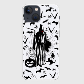 Чехол для iPhone 13 mini с принтом Хэллоуин, Grim Reaper в Петрозаводске,  |  | bat | death | ghost | halloween | horror | spiderweb | вампиры | летучая мышь | летучие мыши | нечистая сила | нечисть | пауки | паутина | привидение | призрак | страшный | тыква | тьма | хеллоуин | хоррор | хэллоуин