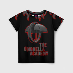 Детская футболка 3D с принтом The Umbrella Academy | Академи в Петрозаводске, 100% гипоаллергенный полиэфир | прямой крой, круглый вырез горловины, длина до линии бедер, чуть спущенное плечо, ткань немного тянется | dark horse comics | the umbrella academy | umbrella | академия амбрелла | комикс | комильфо