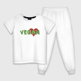Детская пижама хлопок с принтом Vegan Love в Петрозаводске, 100% хлопок |  брюки и футболка прямого кроя, без карманов, на брюках мягкая резинка на поясе и по низу штанин
 | green | greenpaece | love | vegan | yoga | веган | вегетарианец | гринпис | дерево | еда | животные | жизнь | здоровье | зеленый | йога | любовь | мир | овощи | пища | планета | природа | сердце | фрукты