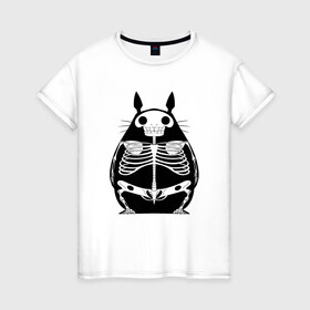 Женская футболка хлопок с принтом Totoro Skeletor в Петрозаводске, 100% хлопок | прямой крой, круглый вырез горловины, длина до линии бедер, слегка спущенное плечо | ghibli | japan | nature | neigbor | neighbour | totoro | анимация | аниме | гибли | друг | животные | лес | милый | мир | миядзаки | мой сосед тоторо | мульт | мультфильм | природа | скелет | сосед | тоторо | хаяо | хранитель