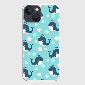 Чехол для iPhone 13 mini с принтом Единорогие киты в Петрозаводске,  |  | арт | дельфин | дельфины | единороги | единорожки | кит | киты | море | моря | океан | океаны | под водой | рисунок