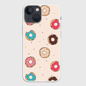 Чехол для iPhone 13 mini с принтом Кусанные пончики в Петрозаводске,  |  | булка с дыркой | булочка | десерт | пончик | пончики | симпсоны | сладкая булка