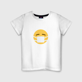 Детская футболка хлопок с принтом вирус в Петрозаводске, 100% хлопок | круглый вырез горловины, полуприлегающий силуэт, длина до линии бедер | вакцинация | вирус | маска | пандемия | прививка | смайлик | тренд