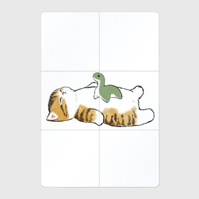 Магнитный плакат 2Х3 с принтом Отдых с другом в Петрозаводске, Полимерный материал с магнитным слоем | 6 деталей размером 9*9 см | арт | динозавр | игрушка | кот | котёнок | кошка | милая кошка | милый кот | милый котёнок | пончик | рисунок | рыжая кошка | рыжий кот | рыжий котёнок