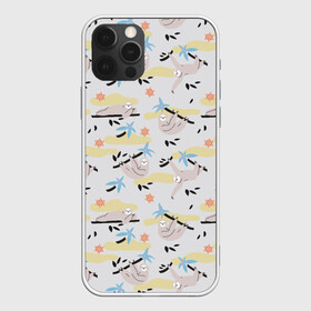 Чехол для iPhone 12 Pro Max с принтом Ленивцы паттерн в Петрозаводске, Силикон |  | забавные животные | иллюстрация | ленивцы | листоеды | паттерн | приглушенные цвета | рисунок | светлый принт | тотемное животное | экзотические животные