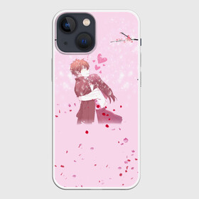 Чехол для iPhone 13 mini с принтом Аниме Объятия Любовь Пара в Петрозаводске,  |  | anime | japan | love | аниме | анимэ | знак | любовь | манги | обнимашки | пара | парные | персонаж | сакура | саске | сердечки | сердце | цветы | япония