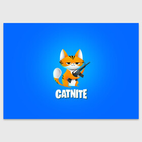 Поздравительная открытка с принтом Catnite в Петрозаводске, 100% бумага | плотность бумаги 280 г/м2, матовая, на обратной стороне линовка и место для марки
 | cs go | fortnite | кот | котик | смешной кот | смешной фортнайт | фортнайт | шутер